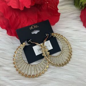 Noir jewelry hoop jeweled crystals earrings gold plated
